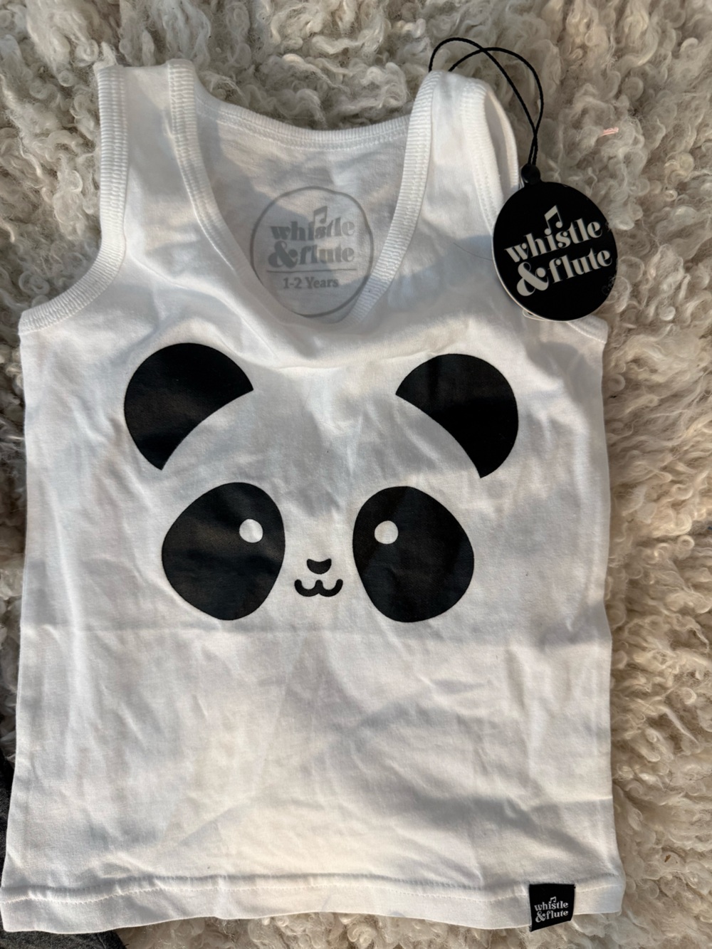 Whistle & Flute / Kids Kawaii Rainbow Cloud Tee & White & Black Panda Tank - Picture 3 of 5